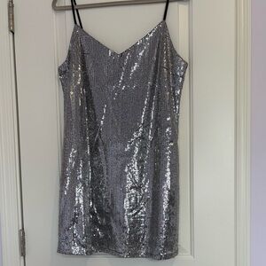 Wild Fable Sparkling Silver Sequin Dress